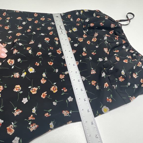 Shein Sun Dress Y2K Babydoll Vibes Midi Black Ditsy Floral Spagetti Strap Slit M - Picture 8 of 12